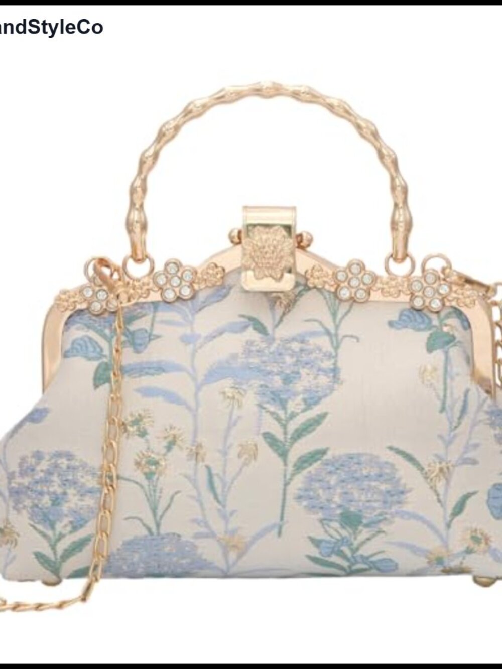 Embroidered Jacquard Silk Evening Clutch Chain Strap Chinese Style Bag
